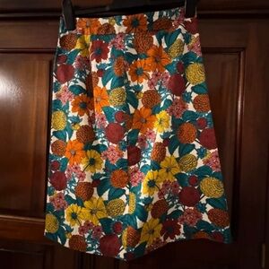 Floral A-Line Skirt with Multicolor Blooms